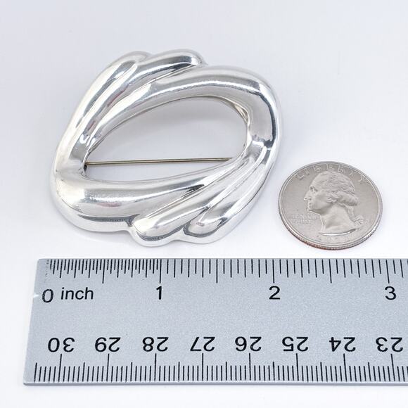 Vintage Mexico Sterling Silver 925 Abstract Swirl Modernist Brooch - Picture 7 of 7